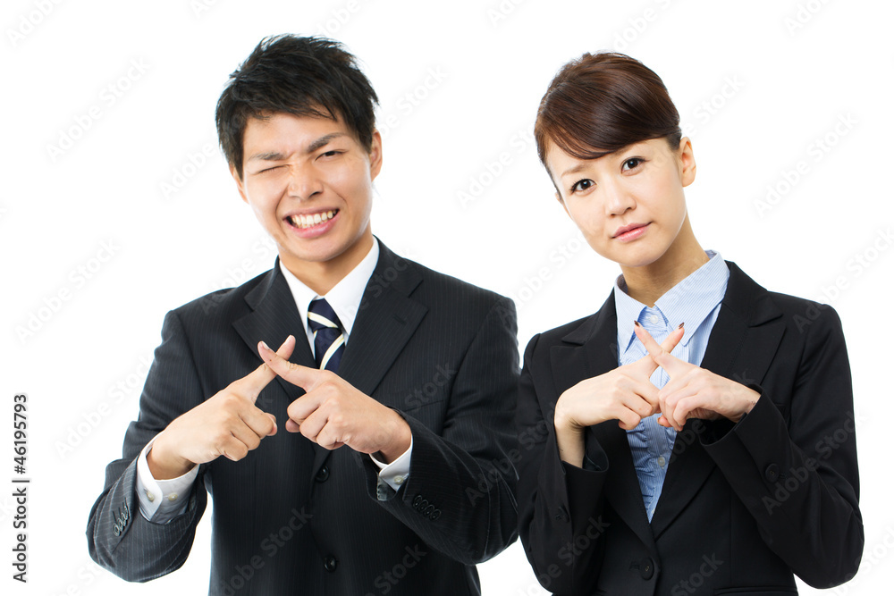 Young asian smiling business woman and businessman Young asian smiling business woman and businessman