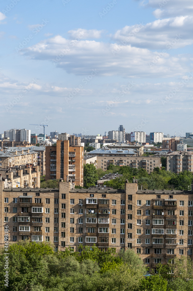 Жилые районы Москвы. Вид сверху.