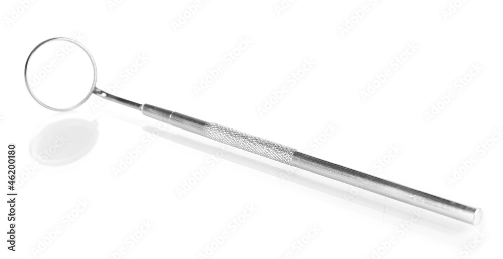 One dental mirror isolated on white One dental mirror isolated on white