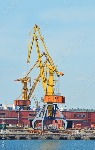 Wallpaper Mural Port cargo crane over blue sky background Torontodigital.ca