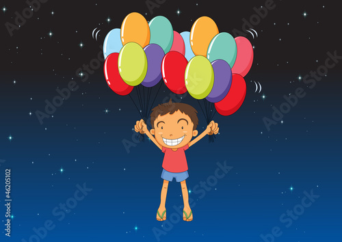 a boy with balloons