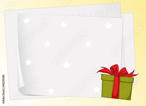 paper sheets and gift box