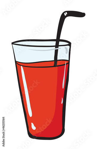 a glass and a straw