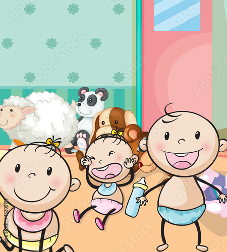 babies and animal toys