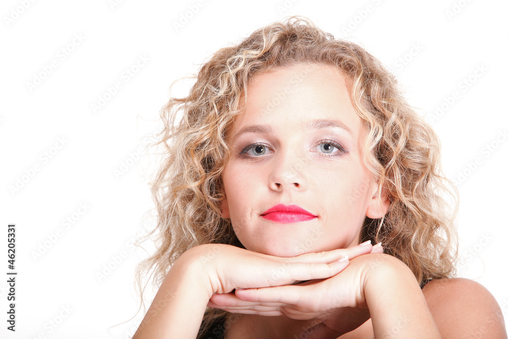 beautiful long blond curly hair of young attractive woman beautiful long blond curly hair of young attractive woman