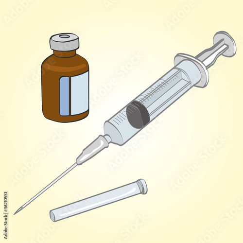 syringe and vial vector