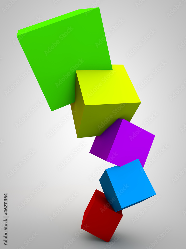 Multi Colored Cubes over white Background Multi Colored Cubes over white Background