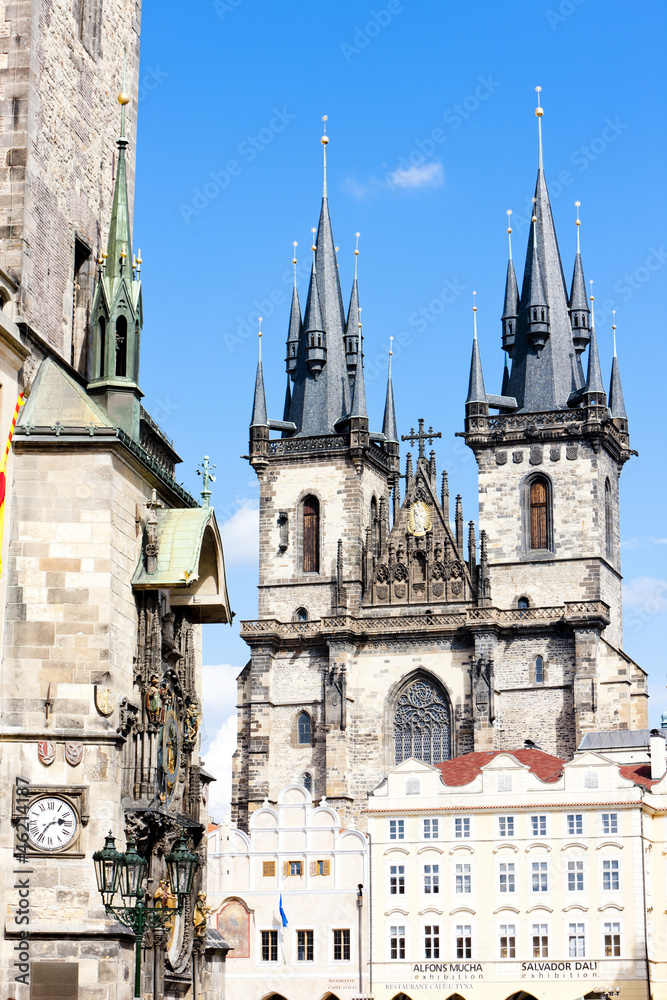 Tynsky church at Old Town Square, Prague, Czech Republic