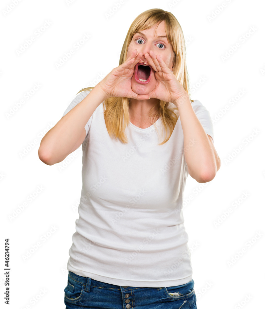 Portrait of a crazy woman shouting Portrait of a crazy woman shouting
