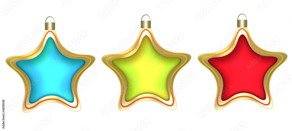 Three christmas stars on a white background. Three christmas stars on a white background.