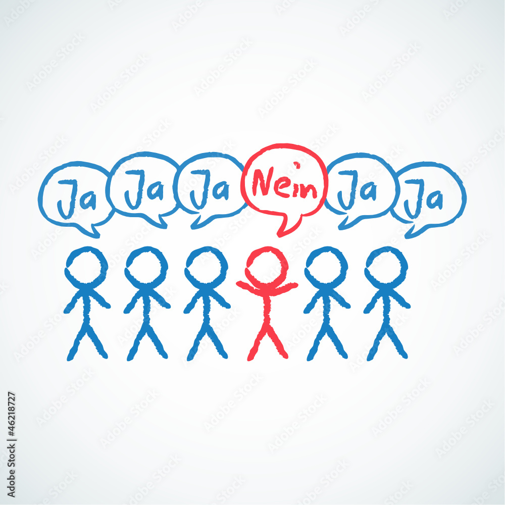 Konzept, Strichmännchen, Sprechblasen, Ja, Nein 2 Konzept, Strichmännchen, Sprechblasen, Ja, Nein 2