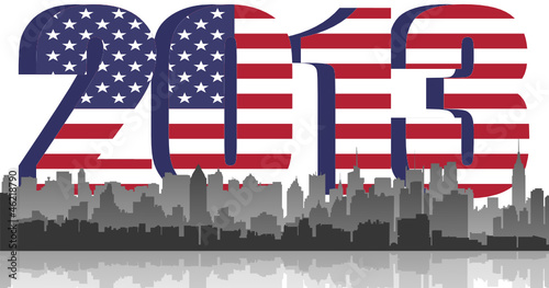 New York City on 2013 US flag background. vector fle photo