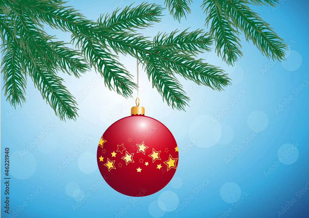 Tannenzweig mit Christbaumkugel Tannenzweig mit Christbaumkugel