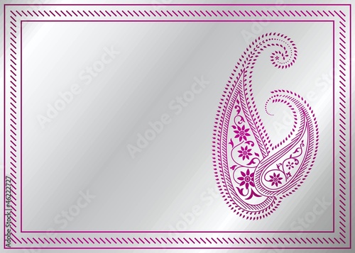 wedding template design, paisley floral motif , royal India