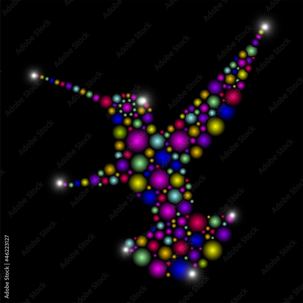 Hummingbird Colorful Abstract Art Design-Colibri Astratto Colori