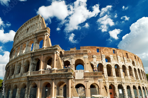 Tela Colosseum or Coliseum in Rome, Italy. Remain of Roman Empire.
