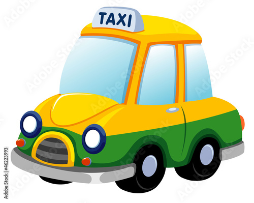 illustration of Cartoon taxi car on white