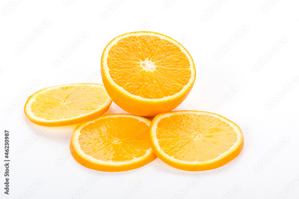 Fototapeta premium Range of Orange Fruit on white