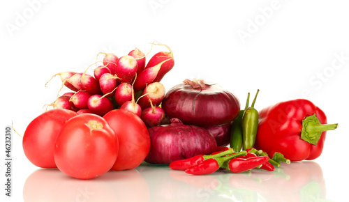 fresh red vegetables isolated on white