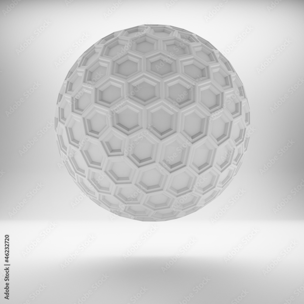 White globe with hexagon signs White globe with hexagon signs