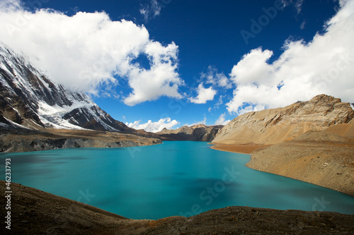 high altitude beautiful blue lake photo