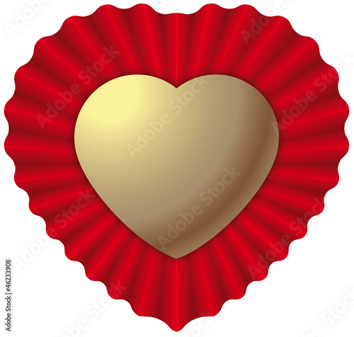 Gold heart on red cockade - cuore d'oro su coccarda rossa