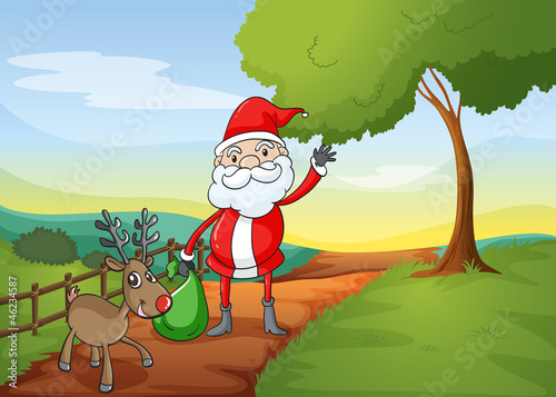 a santa claus and a reindeer