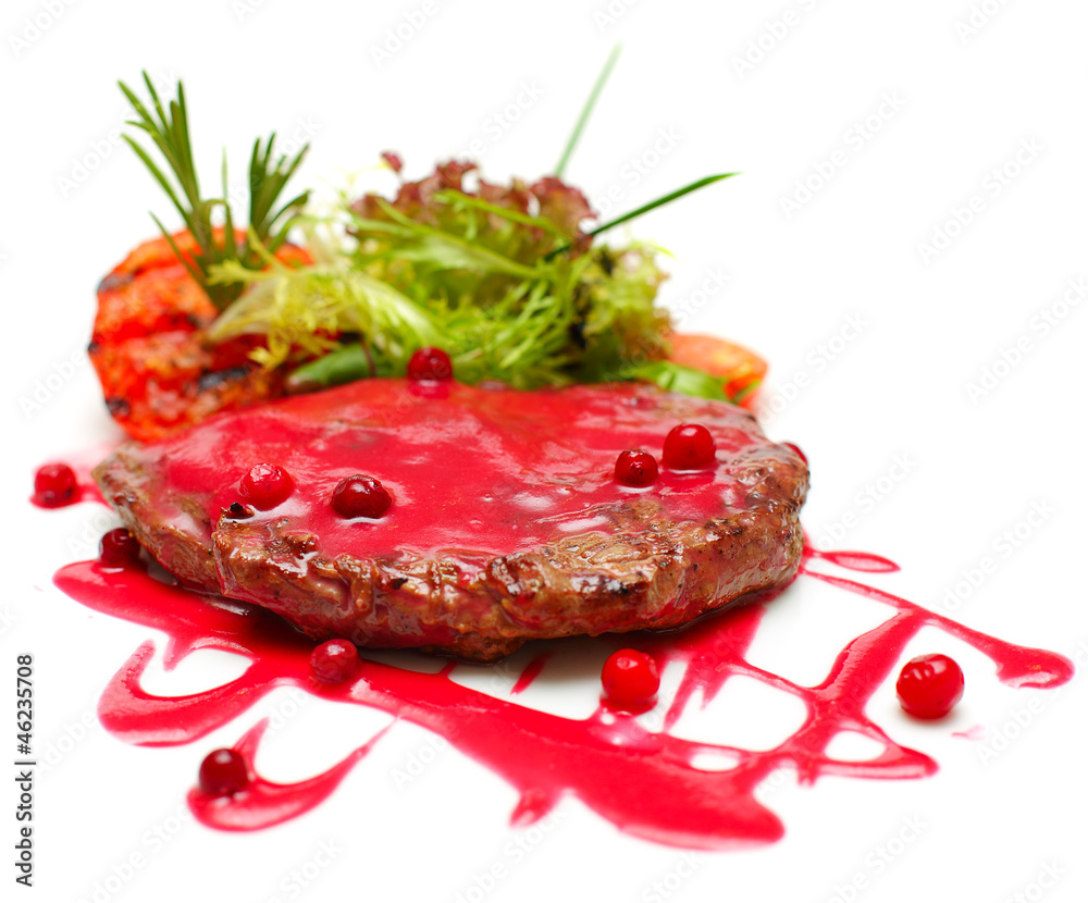 Gourmet food - steak in red sauce