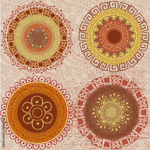Colored mandalas drawn by hand