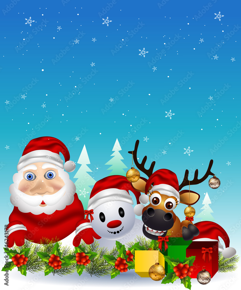 santa claus ,deer and snowman santa claus ,deer and snowman
