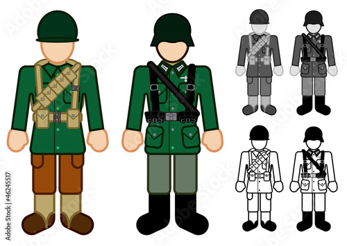 American and German WWII Soldier Character Figures