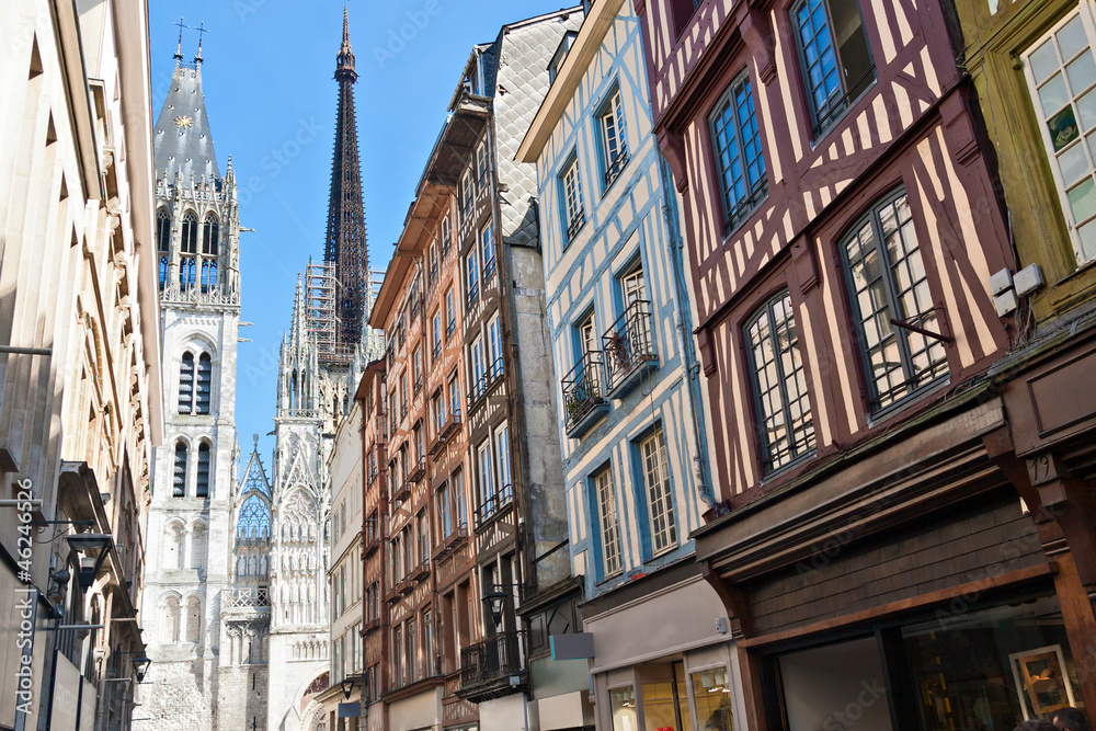 Half-Timbered Houses in Rouen, Normandy, France