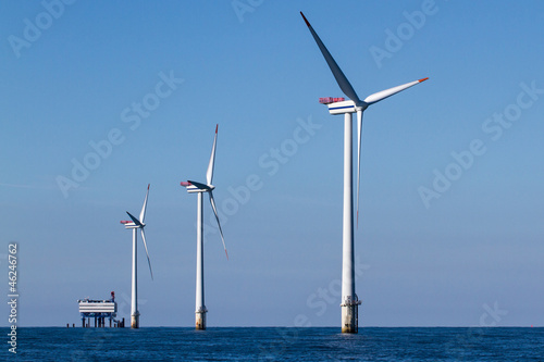 Offshore Turbine whit platform in background