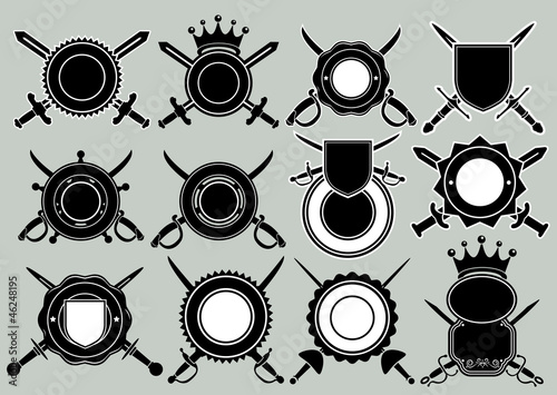 Blank seals and labels with crossed swords
