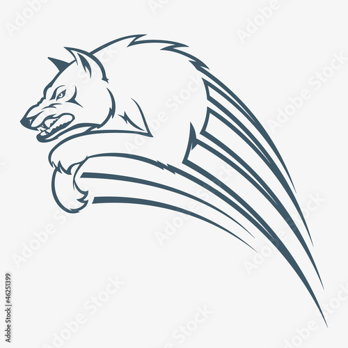 Isolated wolf jump illustration