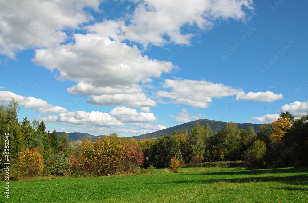 an autumn landscape in Polish mountains