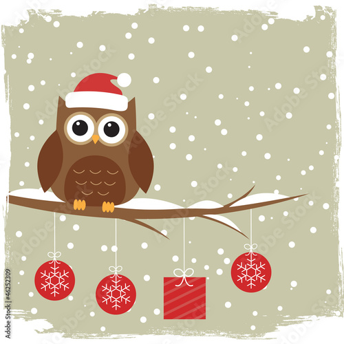 Winter card with cute owl