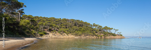 Panoramic view of Notre Dame beach in Porquerolles island