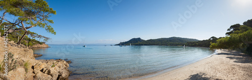 Panoramic view of Notre Dame beach in Porquerolles island