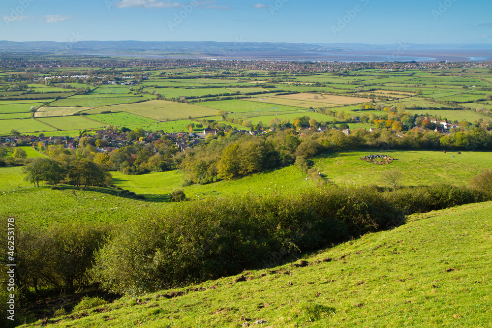 View from Brent Knoll Somerset towards the Quantocks