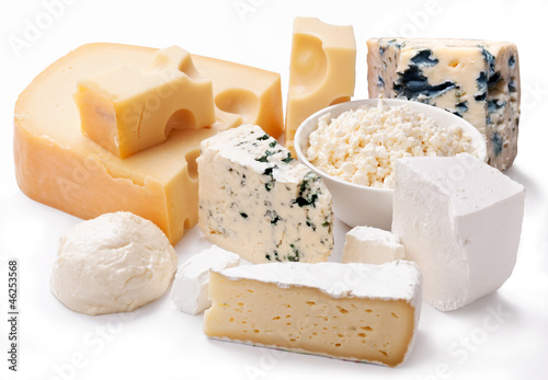 Various types of cheeses.