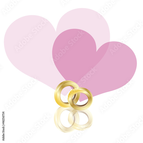 Wedding Rings Gold Band with Hearts Illustration