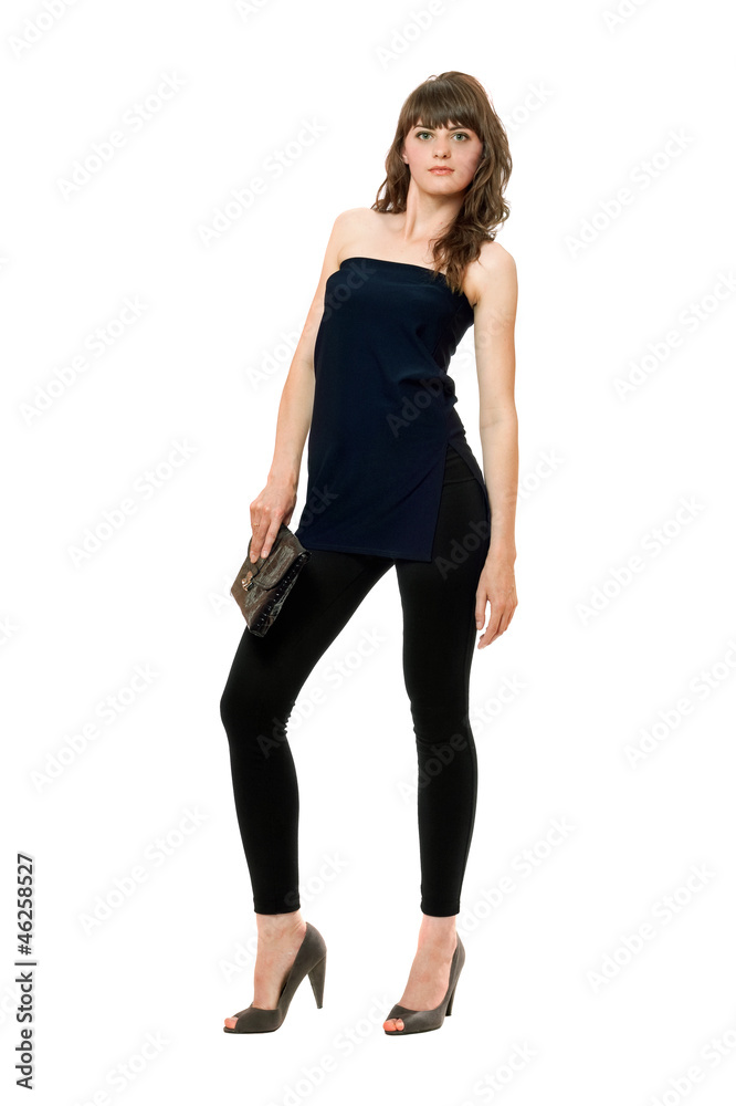 Nice young woman in black leggings Nice young woman in black leggings