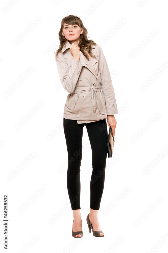Sexy girl wearing a coat and black leggings Sexy girl wearing a coat and black leggings