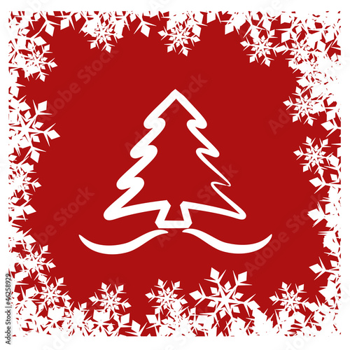 sfondo rosso neve e albero