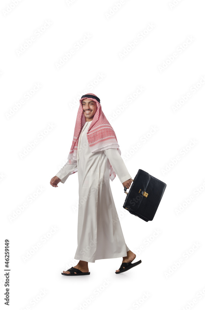 Naklejka premium Diversity concept with arab on white
