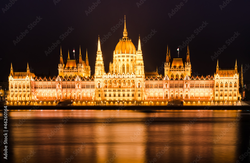 Hungarian Parliament and Danube. Night in Budapest
