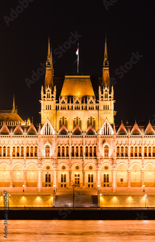 Hungarian Parliament, night view, Budapest.