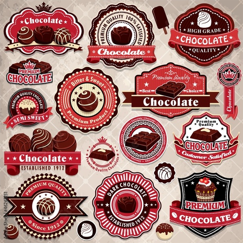 Vintage chocolate label set template