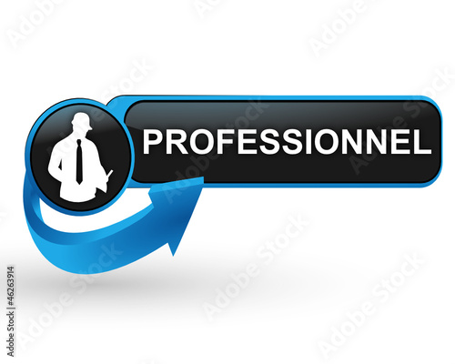 professionnel sur bouton web design bleu